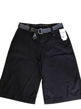 Calvin Klein Boys shorts with Belt Sz.18 Black‎ NWT Preppy Comfort Summer Casual